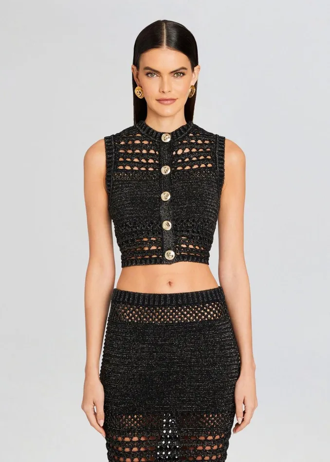 Retrofete Tops Delma Knit Crochet Top Blackgold 8211 Women