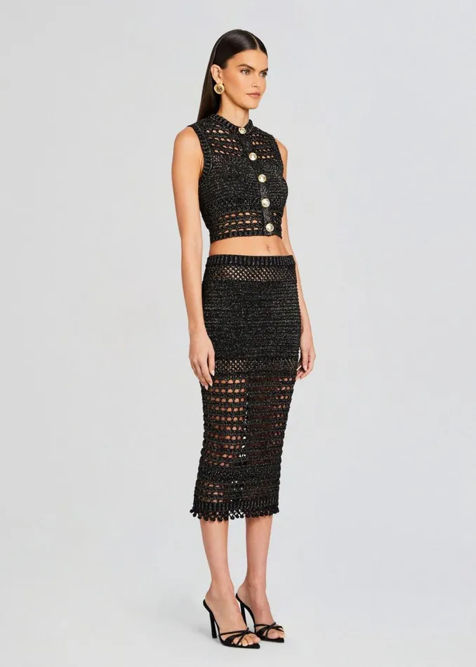 Retrofete Tops Delma Knit Crochet Top Blackgold 8211 Women
