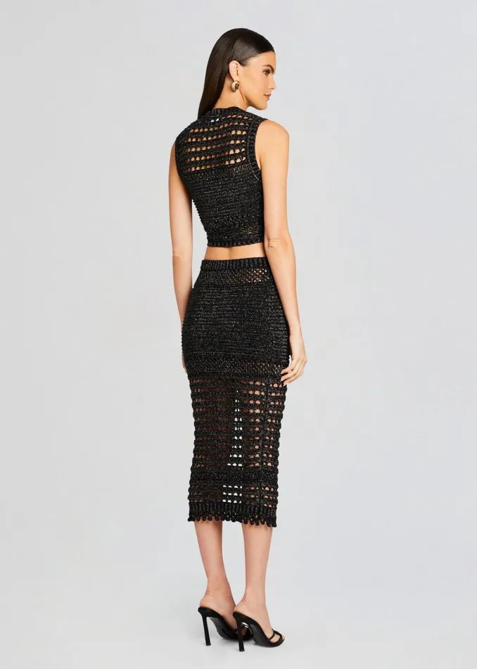 Retrofete Tops Delma Knit Crochet Top Blackgold 8211 Women
