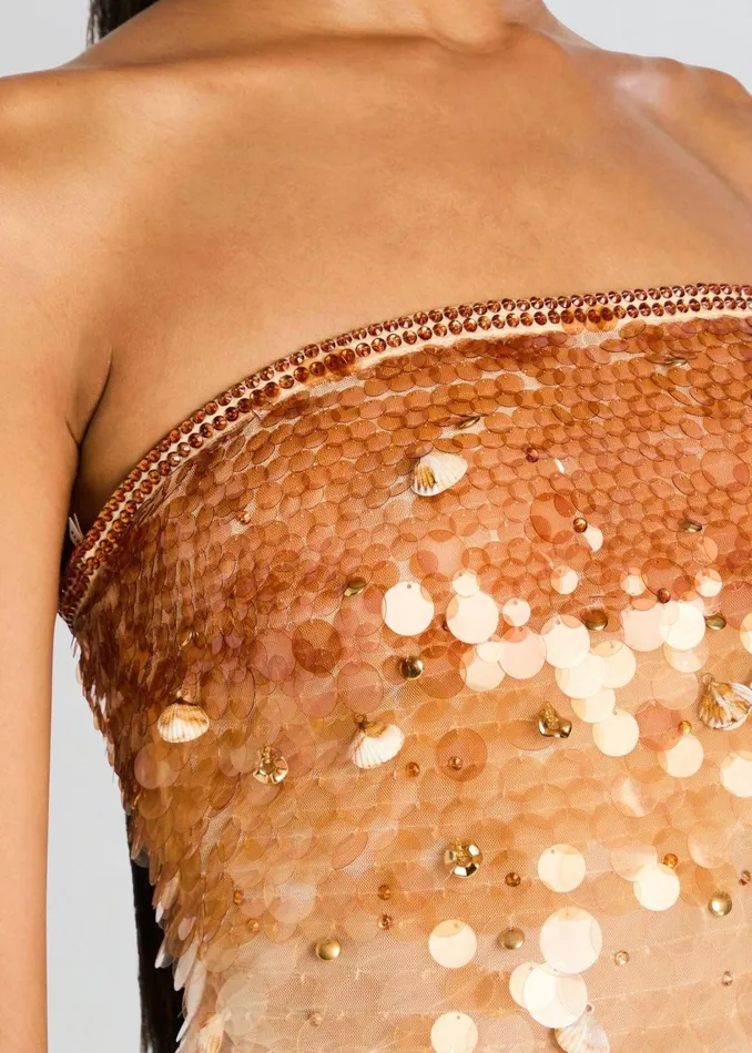 Retrofete Tops Janelle Sequin Top Lightchampagnebrown 8211 Women