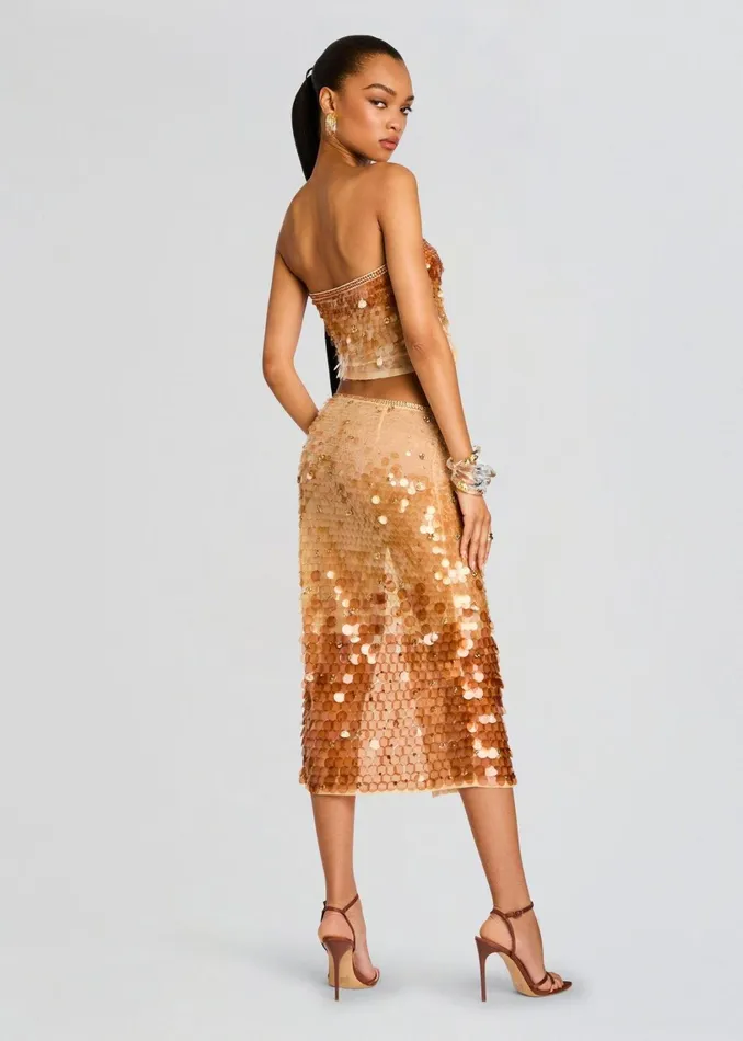 Retrofete Tops Janelle Sequin Top Lightchampagnebrown 8211 Women