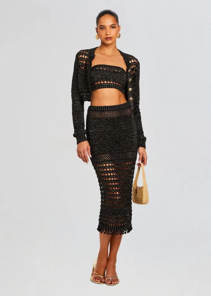 Retrofete Tops Luiz Knit Crochet Top Blackgold 8211 Women