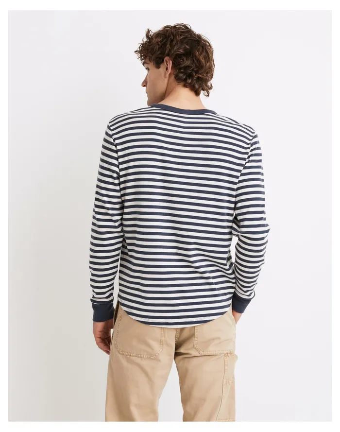 Ribbed Long Sleeve Relaxed Tee In Stripe Dark Baltic Stripe Men Madewell Tees Ribbed Long Sleeve Relaxed Tee In Stripe Dark Baltic Stripe Men Madewell Tees
