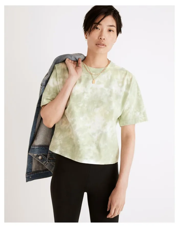 Richer Poorer Recycled Crop Tee In Tie Dye Green Storm Women Madewell Sweatshirts and Sweatpants