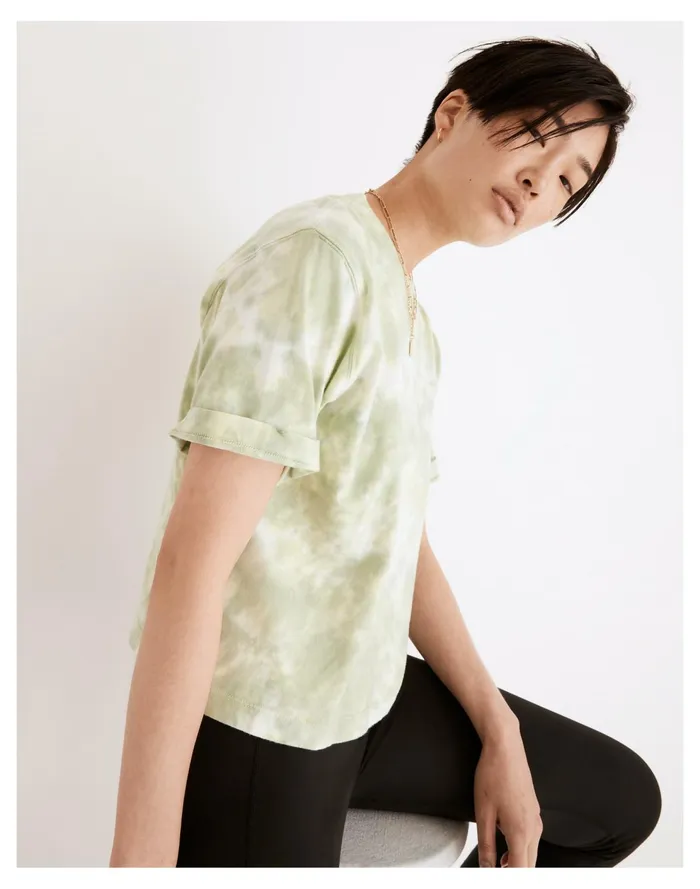 Richer Poorer Recycled Crop Tee In Tie Dye Green Storm Women Madewell Sweatshirts and Sweatpants Richer Poorer Recycled Crop Tee In Tie Dye Green Storm Women Madewell Sweatshirts and Sweatpants