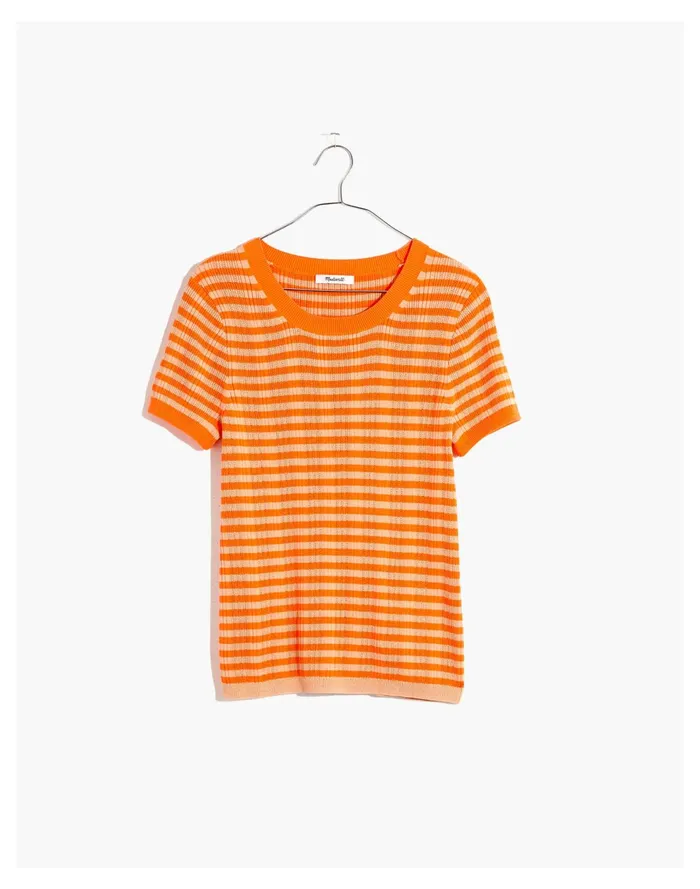 Ringer Sweater Tee In Neon Stripe Muted Shell Women Madewell Sweaters