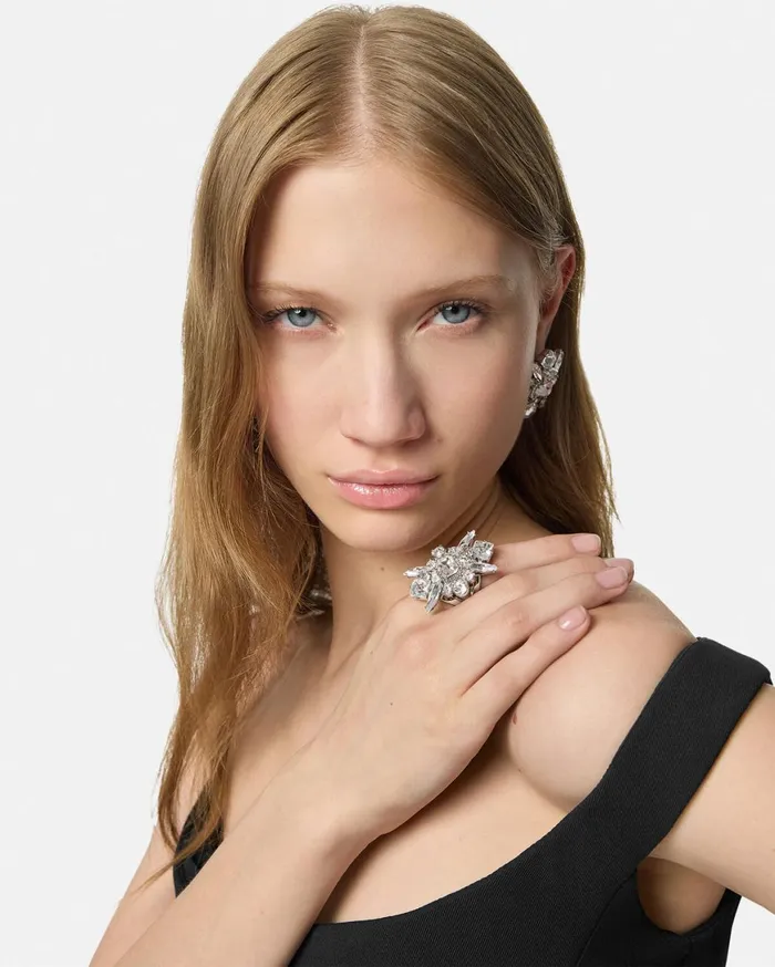 Rings Women Versace Bloom Ring Silver