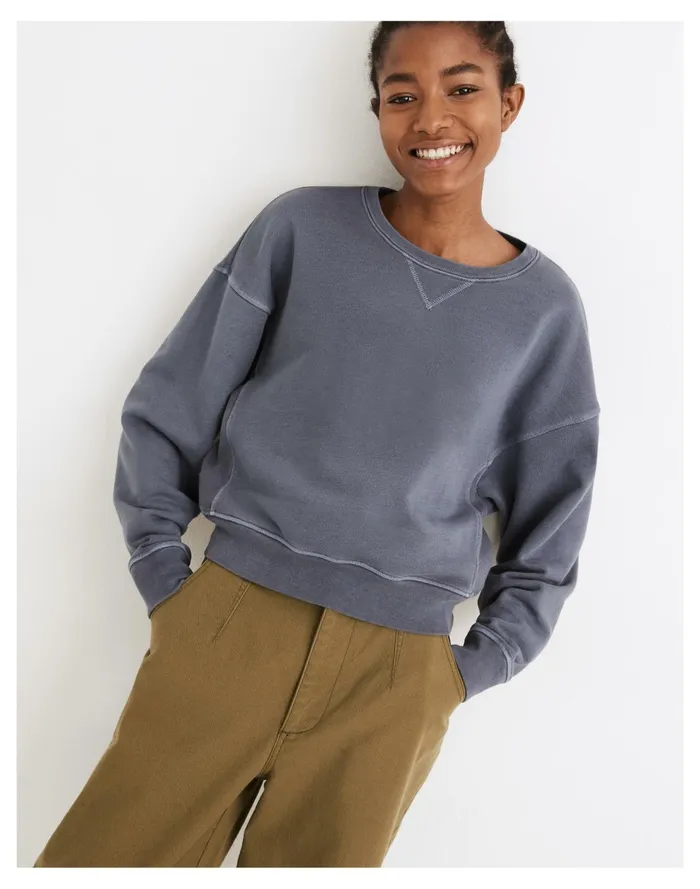 Rivet and Thread Logo Rib Insert Sweatshirt Sunfaded Indigo Women Madewell Sweatshirts and Sweatpants Rivet and Thread Logo Rib Insert Sweatshirt Sunfaded Indigo Women Madewell Sweatshirts and Sweatpants