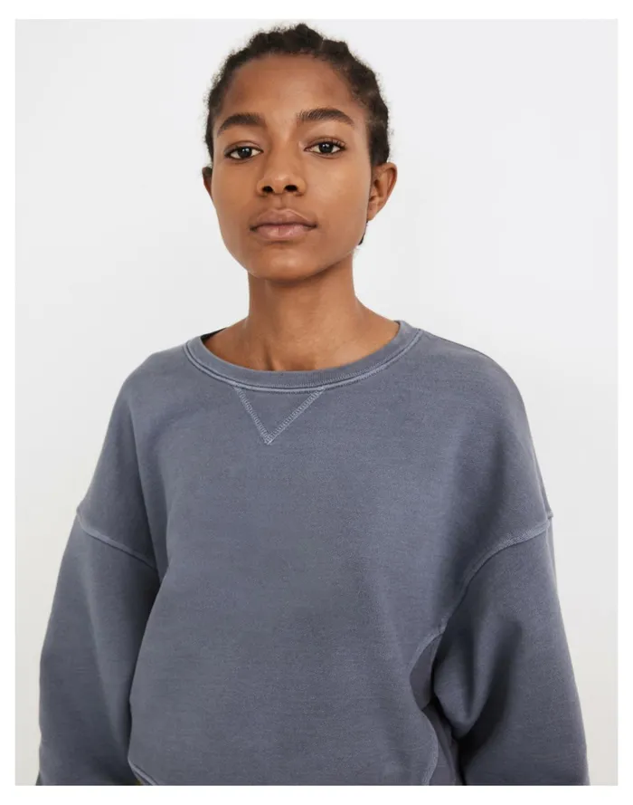 Rivet and Thread Logo Rib Insert Sweatshirt Sunfaded Indigo Women Madewell Sweatshirts and Sweatpants Rivet and Thread Logo Rib Insert Sweatshirt Sunfaded Indigo Women Madewell Sweatshirts and Sweatpants