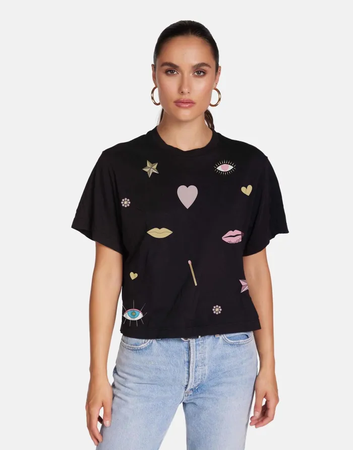 Rue X Crystal Glam Black Women039s Lauren Moshi Short Sleeve