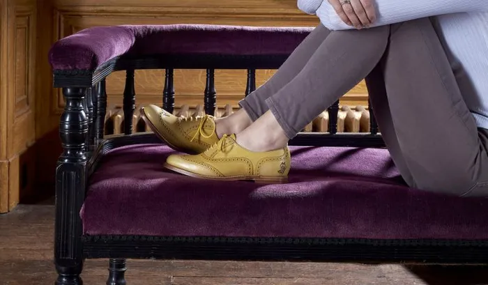 Santina 8211 Yellow Glitter Crust Womens Barker Shoes Womens Brogues