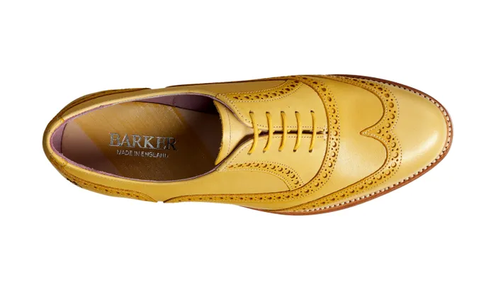 Santina 8211 Yellow Glitter Crust Womens Barker Shoes Womens Brogues