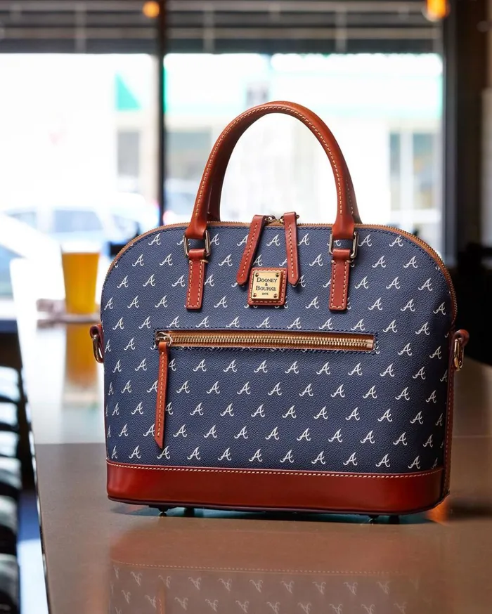 Satchels Women Dooney and Bourke MLB Braves Domed Zip Satchel Braves Satchels Women Dooney and Bourke MLB Braves Domed Zip Satchel Braves