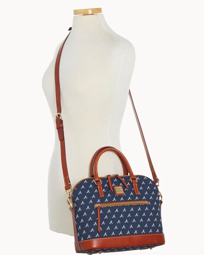 Satchels Women Dooney and Bourke MLB Braves Domed Zip Satchel Braves Satchels Women Dooney and Bourke MLB Braves Domed Zip Satchel Braves