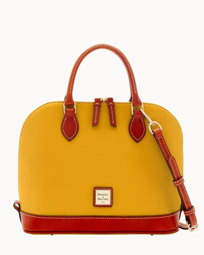 Satchels Women Dooney and Bourke Pebble Grain Zip Zip Satchel Mustard