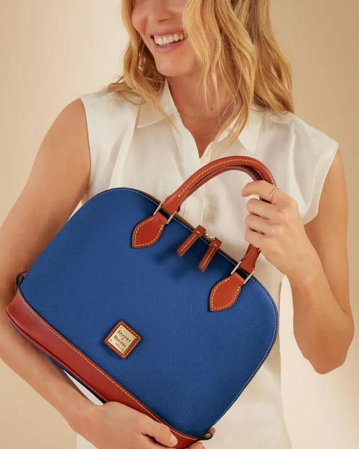 Satchels Women Dooney and Bourke Pebble Grain Zip Zip Satchel Mustard Satchels Women Dooney and Bourke Pebble Grain Zip Zip Satchel Mustard