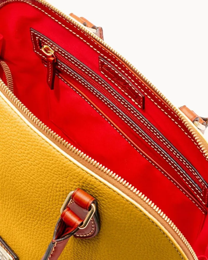 Satchels Women Dooney and Bourke Pebble Grain Zip Zip Satchel Mustard Satchels Women Dooney and Bourke Pebble Grain Zip Zip Satchel Mustard