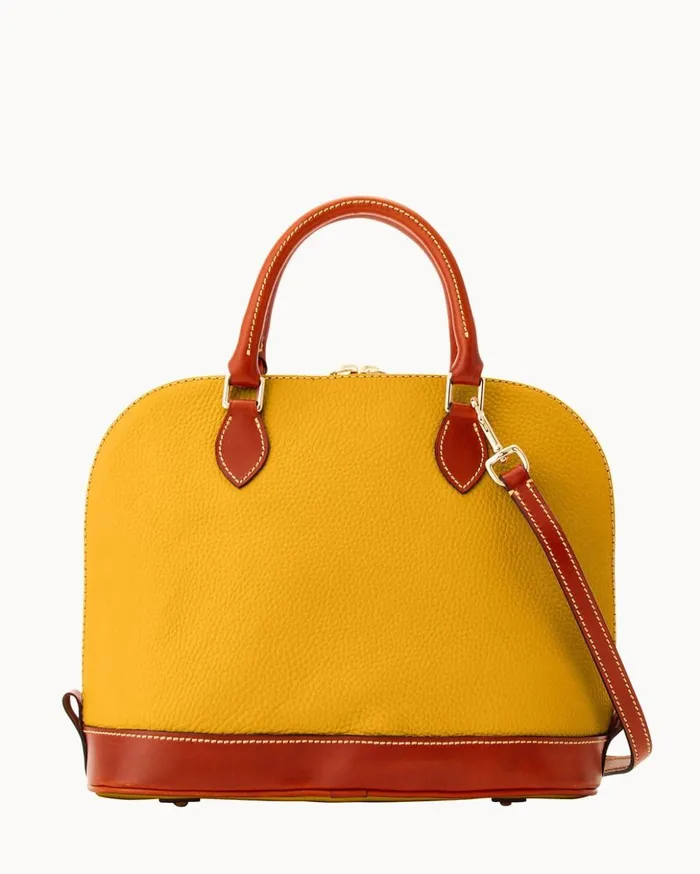 Satchels Women Dooney and Bourke Pebble Grain Zip Zip Satchel Mustard Satchels Women Dooney and Bourke Pebble Grain Zip Zip Satchel Mustard