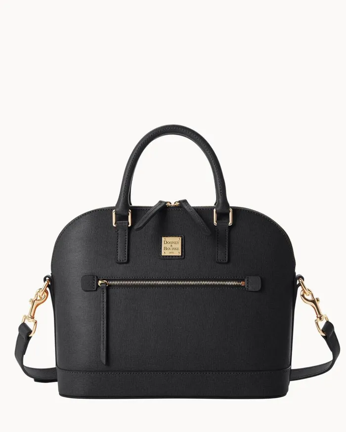 Satchels Women Dooney and Bourke Saffiano Domed Zip Satchel Black