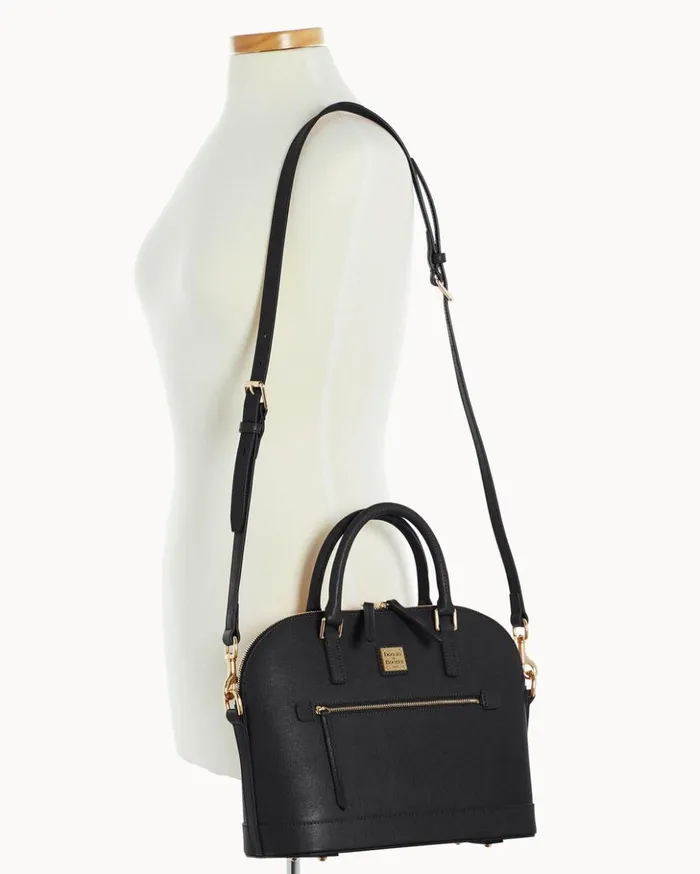 Satchels Women Dooney and Bourke Saffiano Domed Zip Satchel Black Satchels Women Dooney and Bourke Saffiano Domed Zip Satchel Black