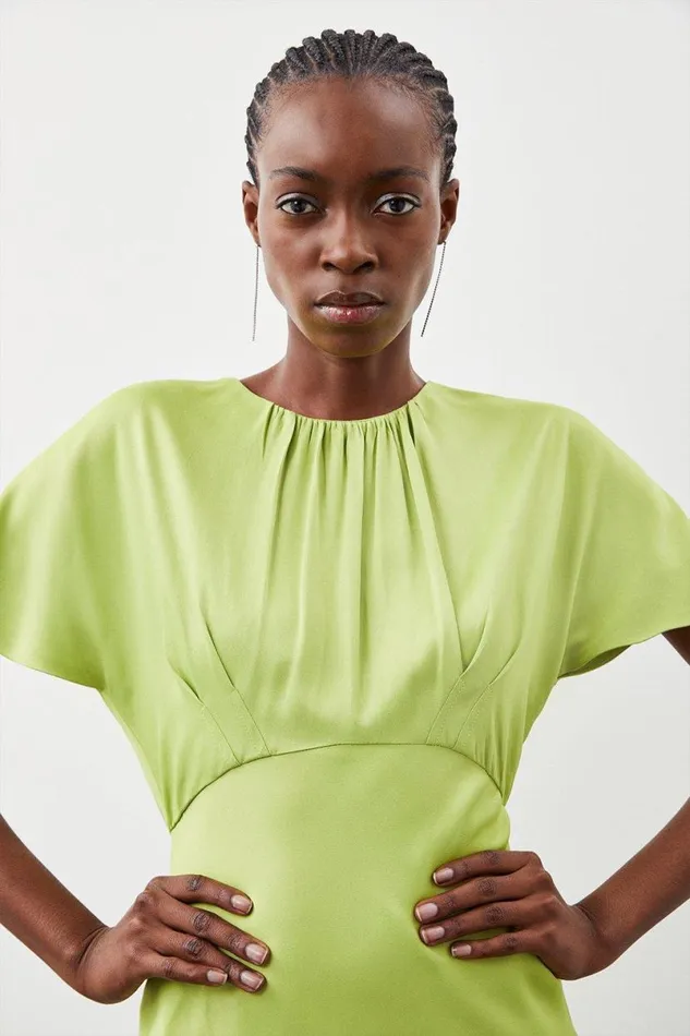 Satin Woven Crepe Maxi Dress Green Women Karen Millen Dresses