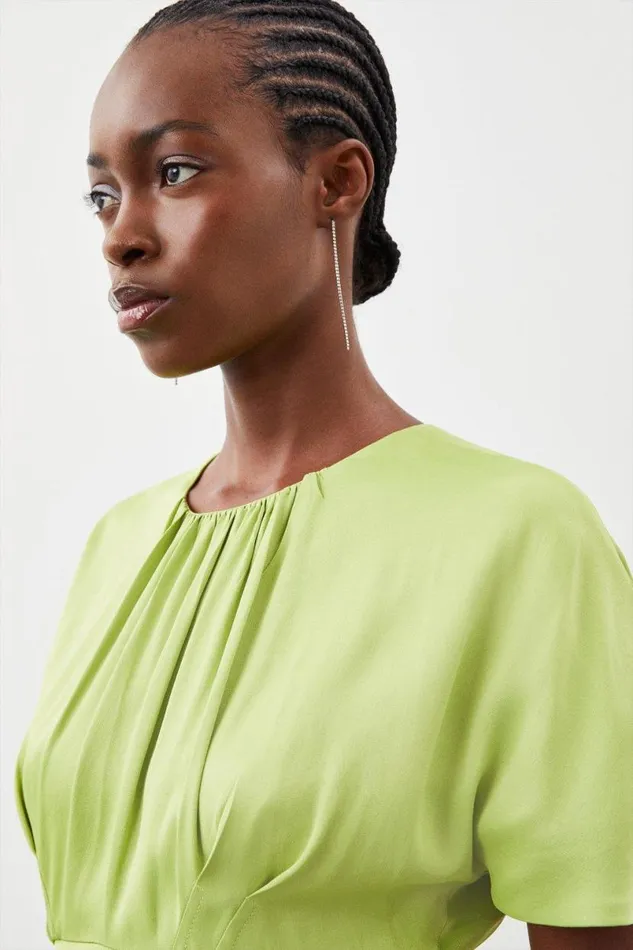 Satin Woven Crepe Maxi Dress Green Women Karen Millen Dresses