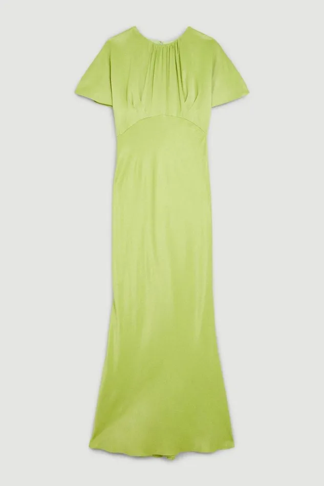 Satin Woven Crepe Maxi Dress Green Women Karen Millen Dresses