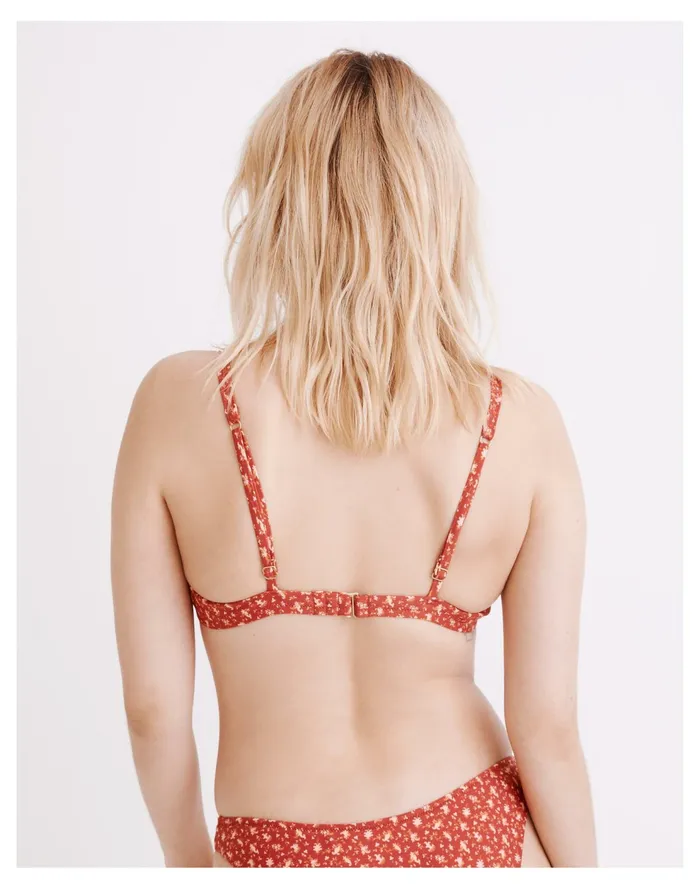 Second Wave Gathered Bikini Top In Ditsy Floral Scarlet Women Madewell Swim Second Wave Gathered Bikini Top In Ditsy Floral Scarlet Women Madewell Swim