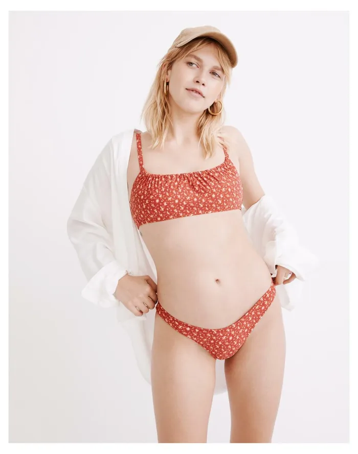 Second Wave Gathered Bikini Top In Ditsy Floral Scarlet Women Madewell Swim Second Wave Gathered Bikini Top In Ditsy Floral Scarlet Women Madewell Swim