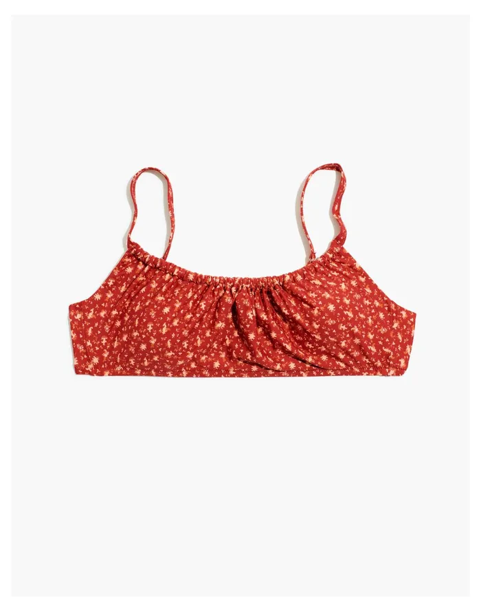 Second Wave Gathered Bikini Top In Ditsy Floral Scarlet Women Madewell Swim Second Wave Gathered Bikini Top In Ditsy Floral Scarlet Women Madewell Swim