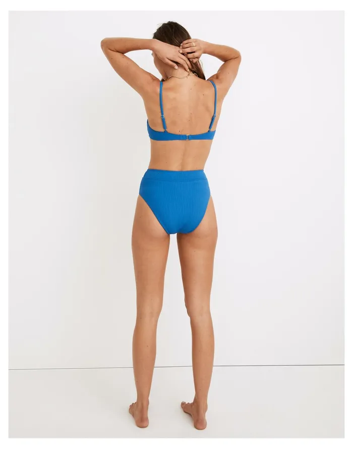 Second Wave Ribbed Retro Seamed Bikini Top Riviera Coast Women Madewell Swim
