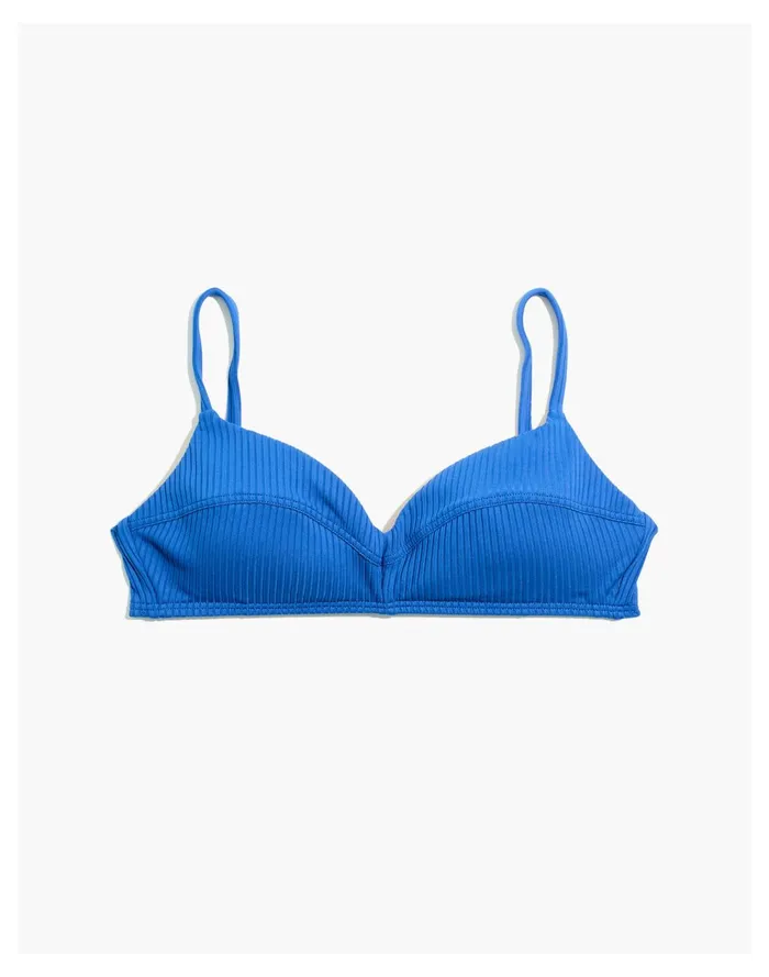 Second Wave Ribbed Retro Seamed Bikini Top Riviera Coast Women Madewell Swim