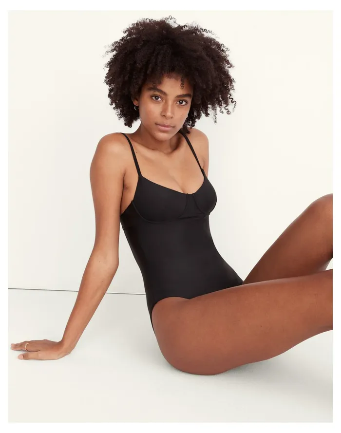 Second Wave Seamed One Piece Swimsuit True Black Women Madewell Swim