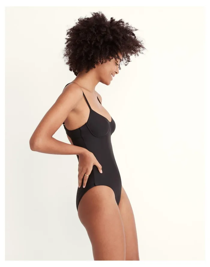 Second Wave Seamed One Piece Swimsuit True Black Women Madewell Swim Second Wave Seamed One Piece Swimsuit True Black Women Madewell Swim