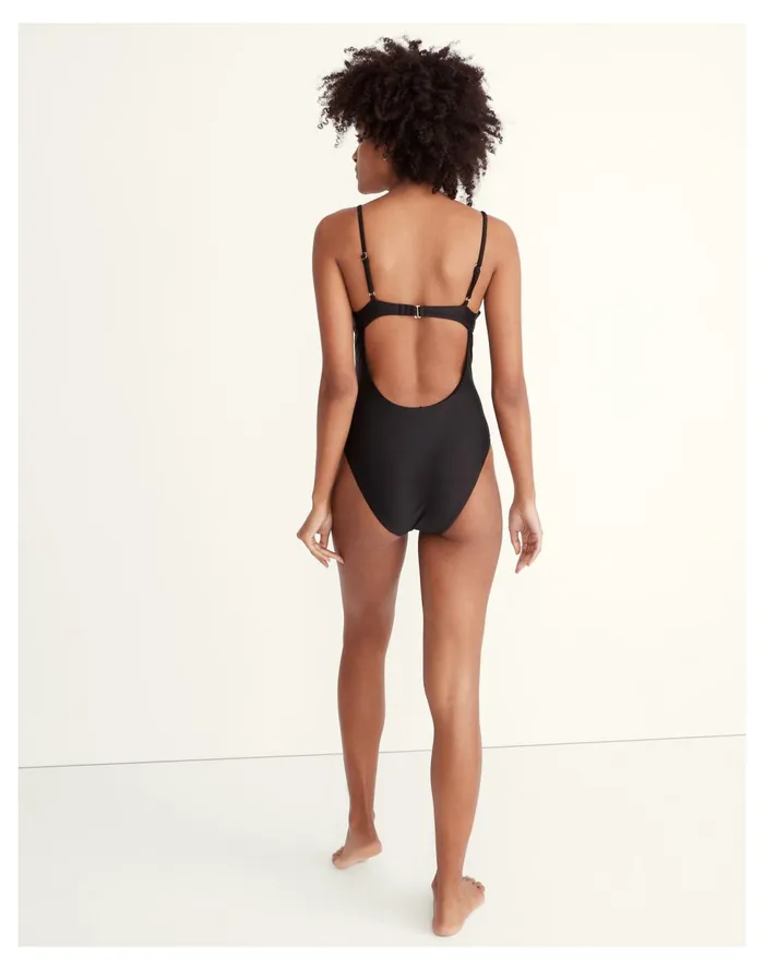 Second Wave Seamed One Piece Swimsuit True Black Women Madewell Swim Second Wave Seamed One Piece Swimsuit True Black Women Madewell Swim