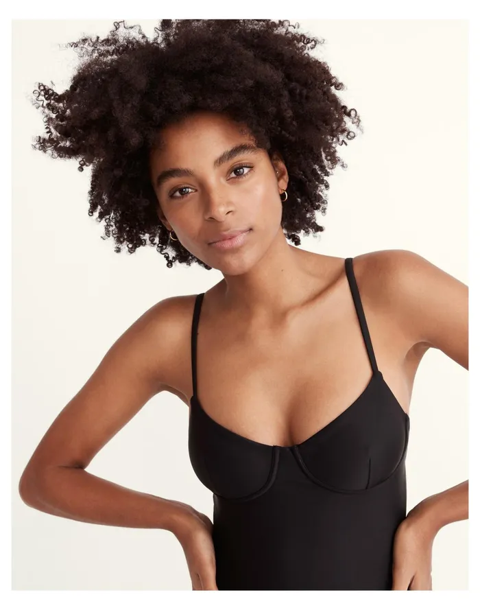 Second Wave Seamed One Piece Swimsuit True Black Women Madewell Swim Second Wave Seamed One Piece Swimsuit True Black Women Madewell Swim