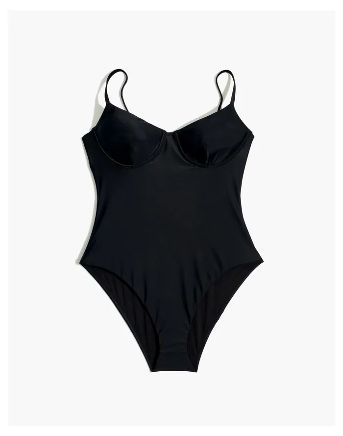 Second Wave Seamed One Piece Swimsuit True Black Women Madewell Swim Second Wave Seamed One Piece Swimsuit True Black Women Madewell Swim