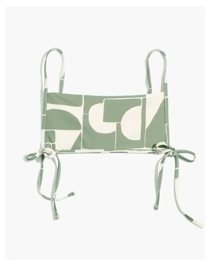 Second Wave Side Tie Bikini Top In Mod Shapes Frosted Willow Women Madewell Swim