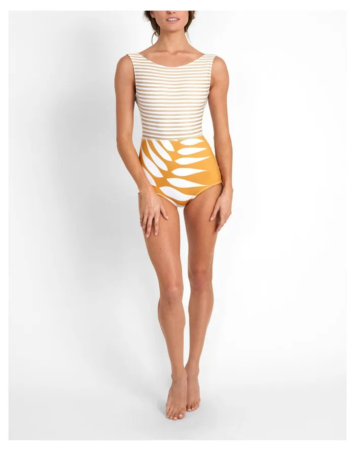 Seea Lido One Piece Swimsuit In Print Mix Gold Women Madewell Swim