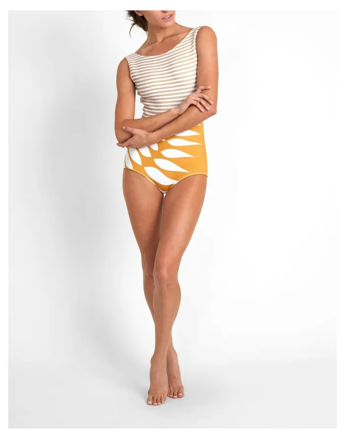 Seea Lido One Piece Swimsuit In Print Mix Gold Women Madewell Swim