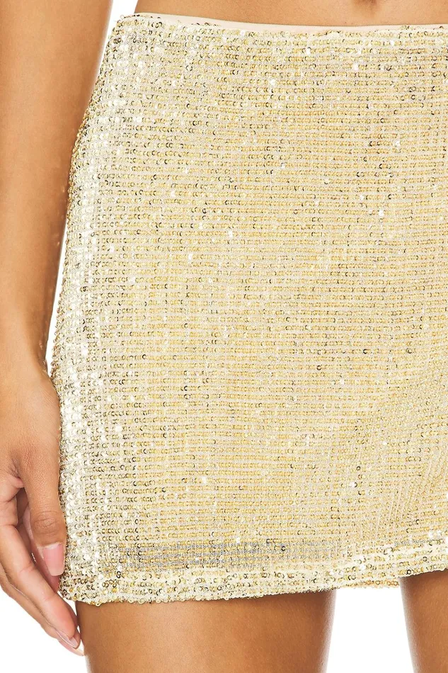 Selma Mini Skirt Gold Women Lovers Friends Skirts