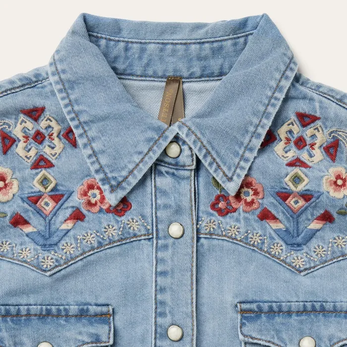 Shirt Dresses Women Stetson Embroidered Denim Shirt Dress Blue