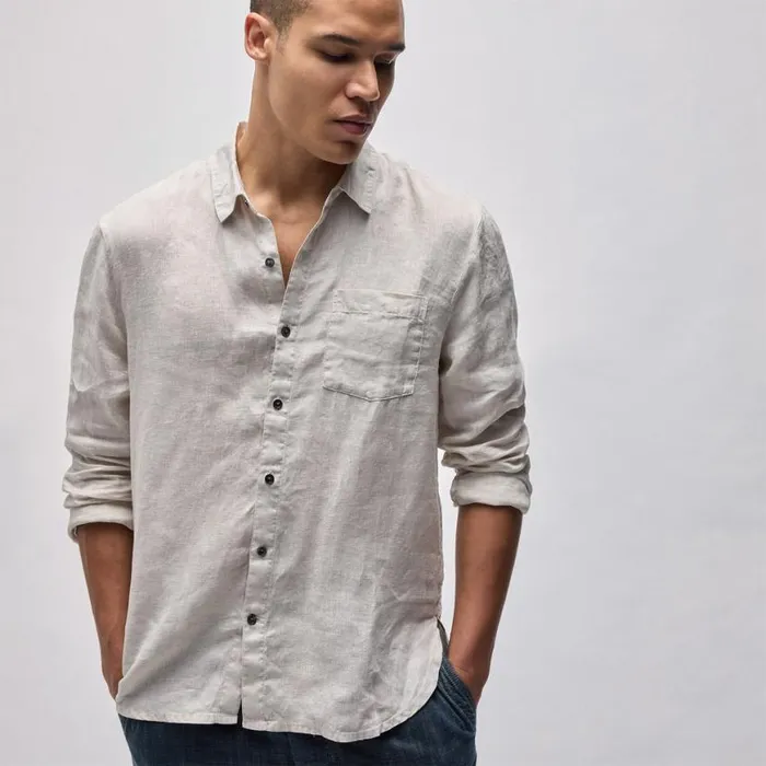 Shirting Men James Perse Lightweight Linen Shirt Salt Pigment