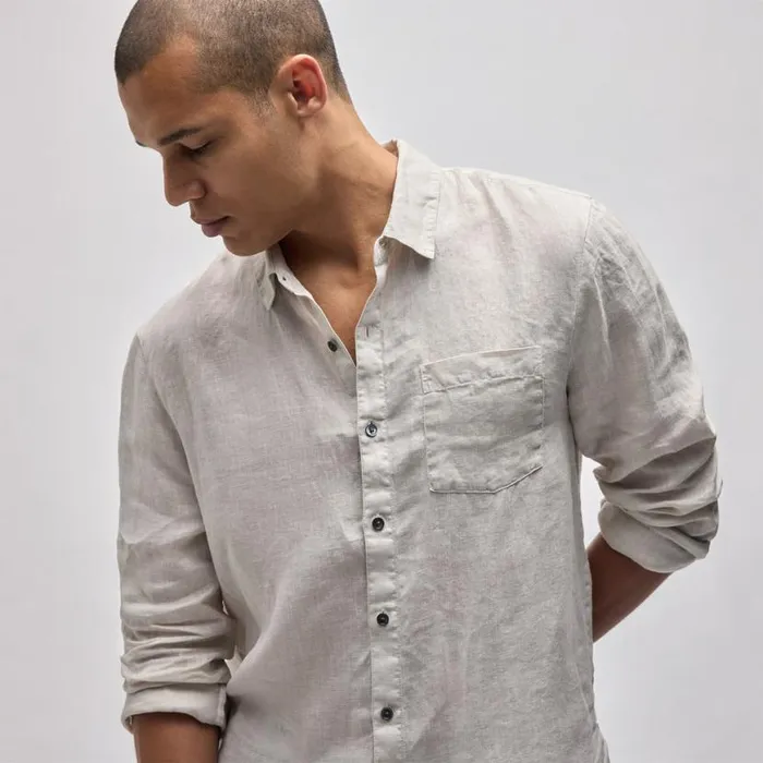 Shirting Men James Perse Lightweight Linen Shirt Salt Pigment