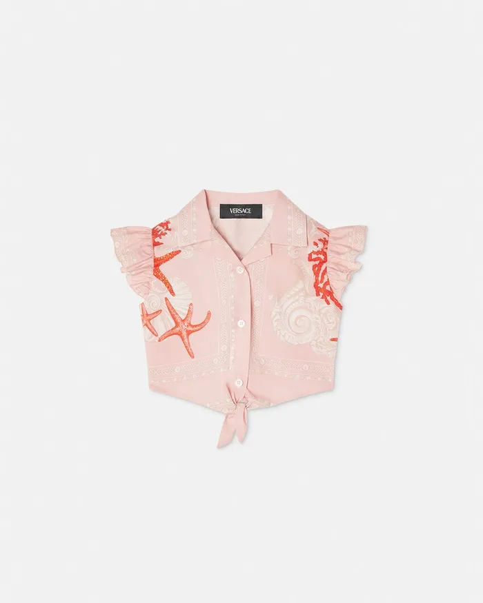 Shirts and Tshirts Kids Versace Barocco Sea Baby Knotted Shirt Coral