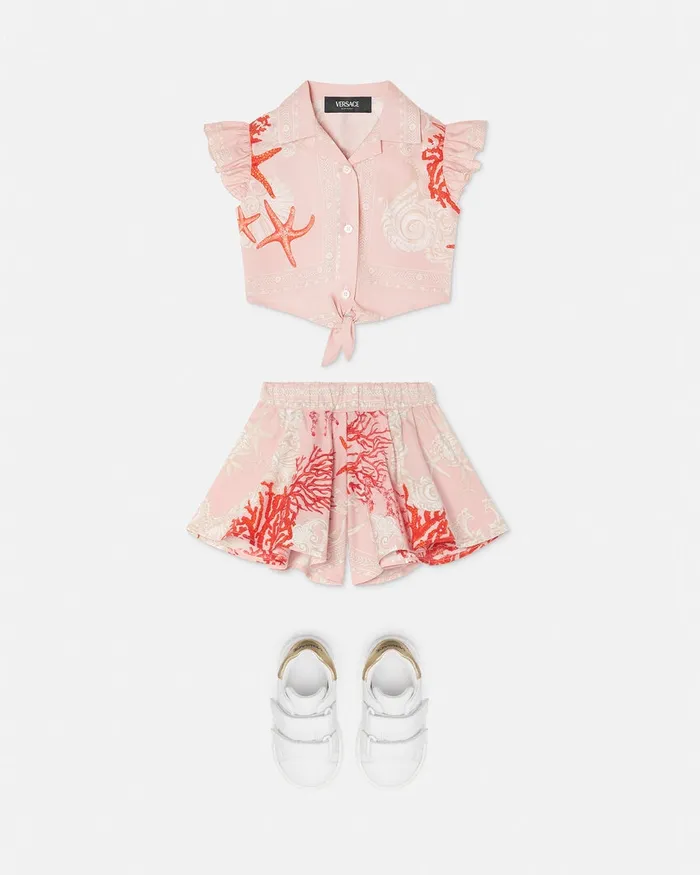Shirts and Tshirts Kids Versace Barocco Sea Baby Knotted Shirt Coral