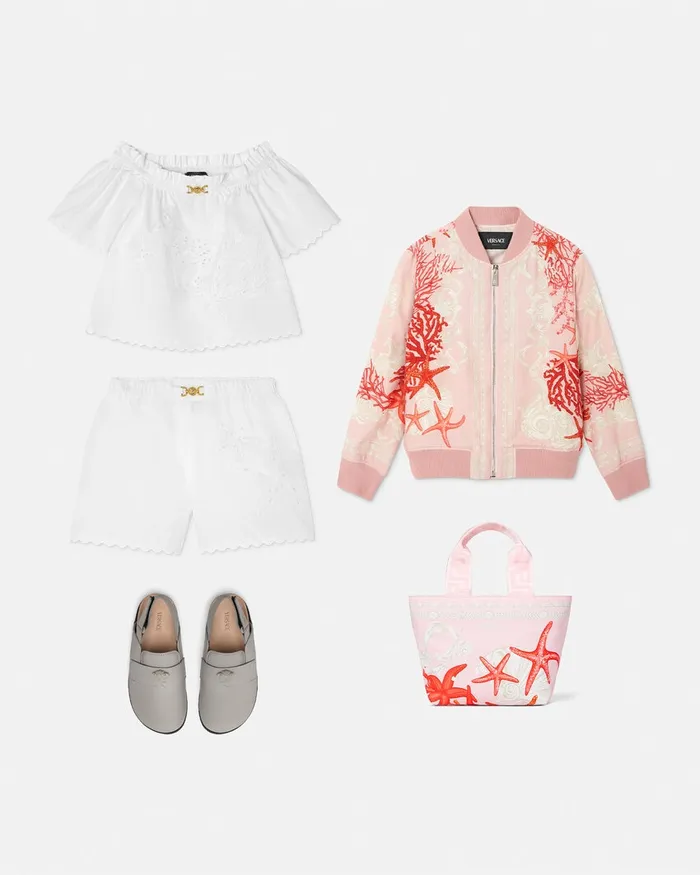 Shirts and Tshirts Kids Versace Embroidered Sangallo Shirt White