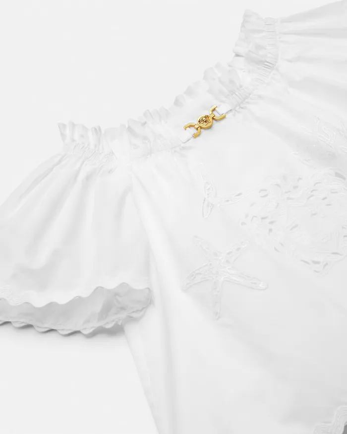 Shirts and Tshirts Kids Versace Embroidered Sangallo Shirt White