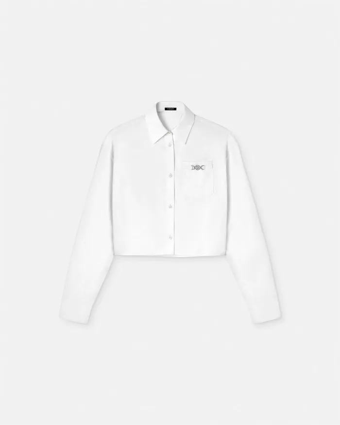Shirts and Tops Women Versace Barocco Jacquard Crop Shirt White
