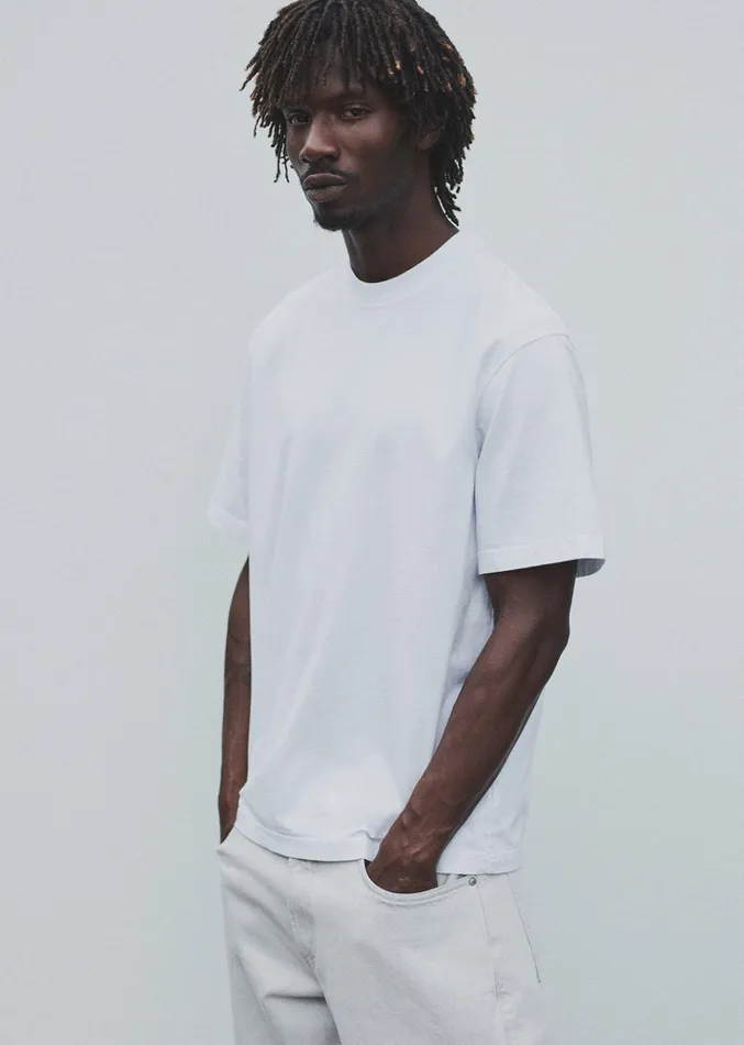 Shirts Men Agolde Asha Mock Neck Tee White